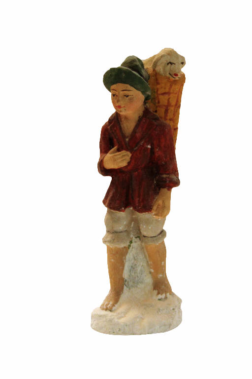 Pastore con gerla (statua da presepio) - ambito bergamasco (prima metà sec. XX)