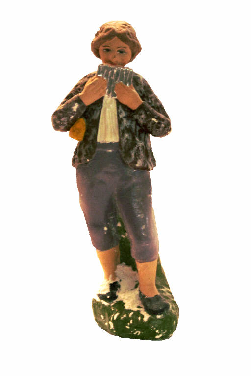 Pastore con flauto di Pan (statua da presepio) - ambito bergamasco (prima metà sec. XX)