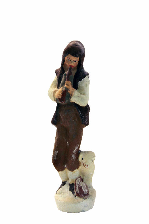 Pastore con flauto (statua da presepio) - ambito bergamasco (prima metà sec. XX)