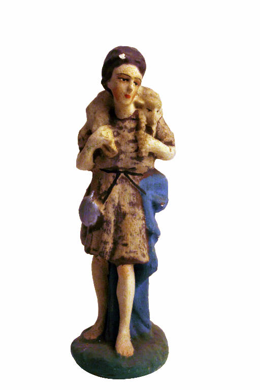 Pastore con agnello (statua da presepio) - ambito bergamasco (metà sec. XX)