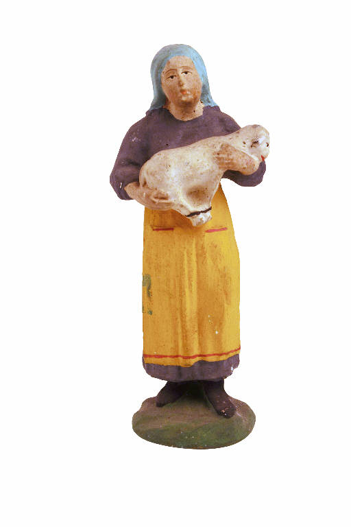 Donna con agnello (statua da presepio) - ambito bergamasco (metà sec. XX)