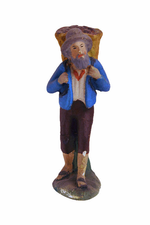 Pastore con gerla (statua da presepio) - ambito bergamasco (metà sec. XX)