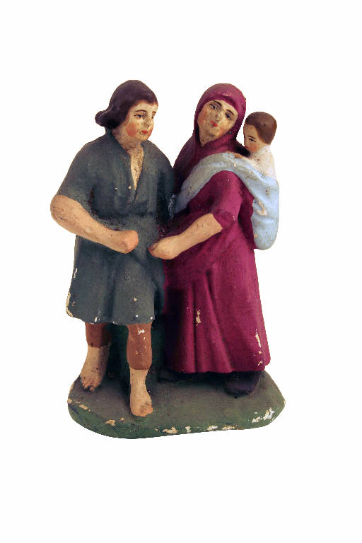 Uomo e donna con bambino (gruppo presepiale) - ambito bergamasco (metà sec. XX)