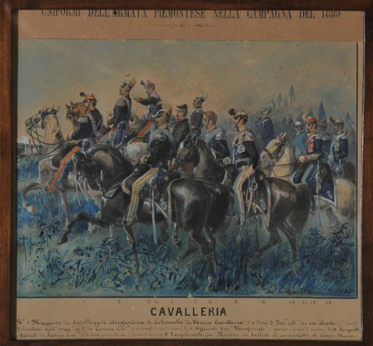 Uniformi dell'Armata Piemontese nella campagna del 1859 - CAVALLERIA, Soldati Seconda Guerra d'Indipendenza (dipinto) di Cenni Quinto (sec. XIX)