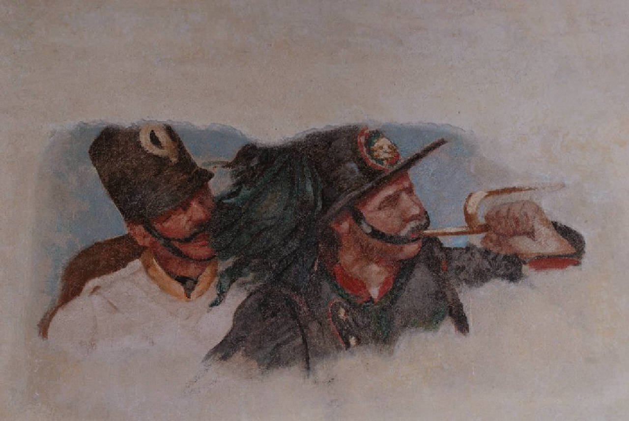 Studio di soldati, Ritratti di uniformi dell'Armata Sarda - 1859 (dipinto) di De Stefani Vincenzo; Vizzotto Alberti Giuseppe (sec. XIX)