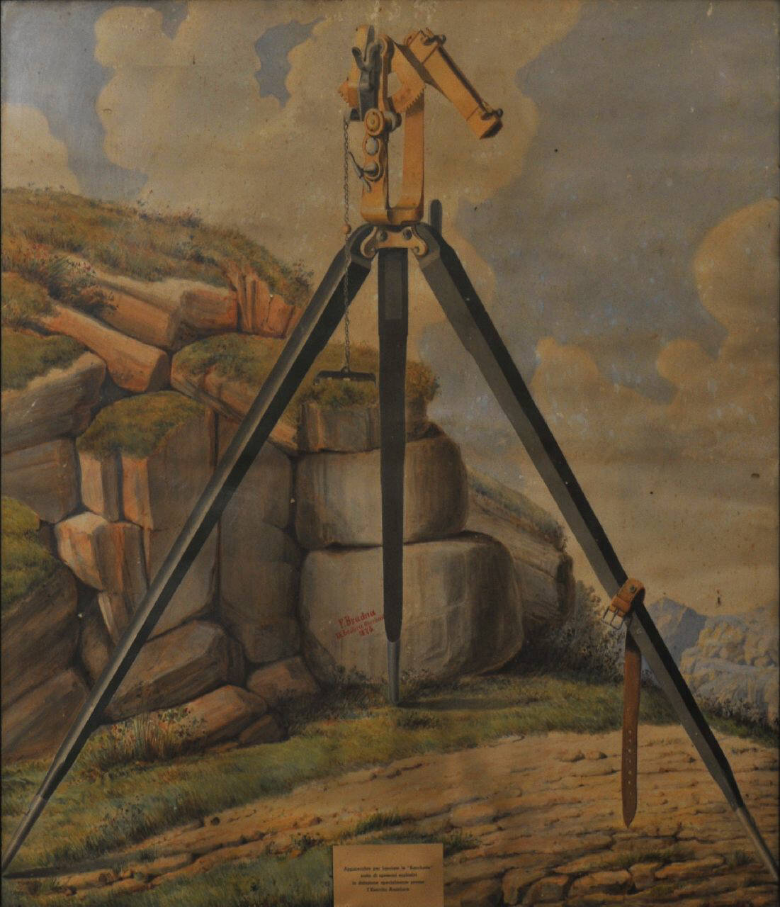 Treppiedi lanciarazzi (dipinto) di Brudna F. (sec. XIX)