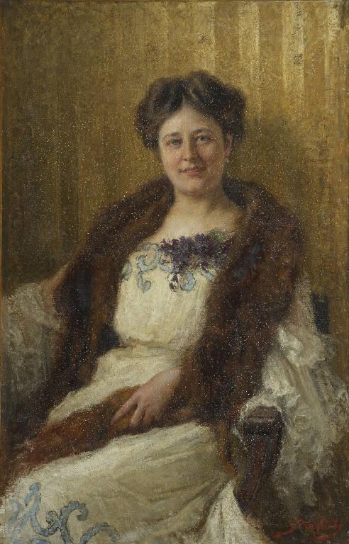 Ritratto di donna seduta (dipinto) di Stragliati, Carlo (primo quarto sec. XX)