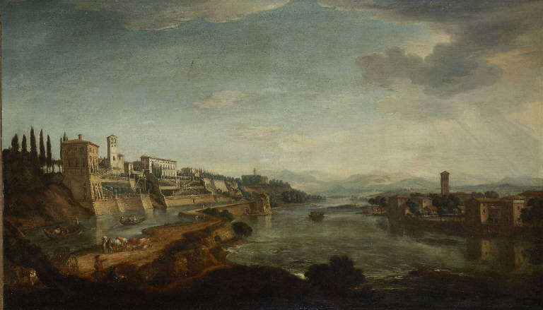 veduta di villa Melzi a Vaprio d'Adda (dipinto) di Van Wittel, Gaspar Adriaensz (cerchia) (secondo quarto sec. XVIII)