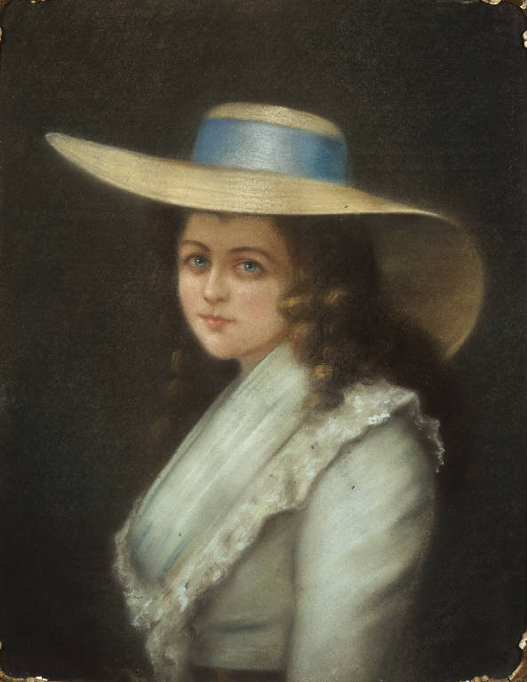 ritratto di figura femminile con cappello (dipinto) - ambito lombardo (primo quarto sec. XIX)