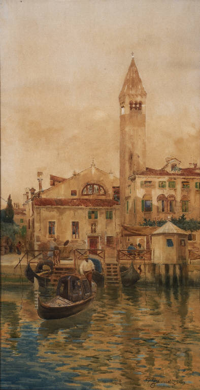 veduta di Venezia (dipinto) di Zanetti Zilla, Vittore (attribuito) (prima metà sec. XX)