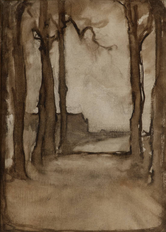 paesaggio con alberi (dipinto) di Ghesio Volpengo, Amedeo (attribuito) (terzo quarto sec. XIX)