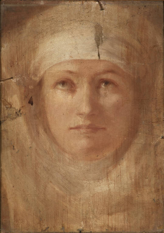 ritratto di volto femminile velato (dipinto) di Clerici, Ettore (attribuito) (sec. XX)