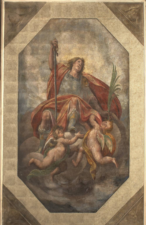 San Protaso portato in cielo da due angeli (dipinto) di Della Rovere, Giovanni Mauro (attribuito) (sec. XVII)