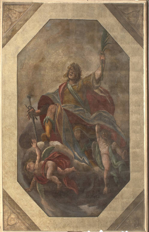 San Gervaso portato in cielo da angeli (dipinto) di Della Rovere, Giovanni Mauro (sec. XVII)