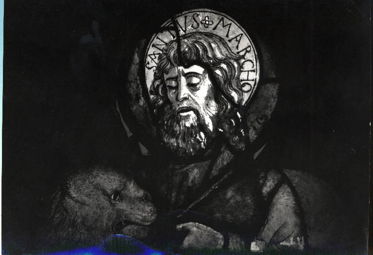 San Marco Evangelista, Santi e apostoli (vetrata) di de Mottis, Cristoforo (attribuito) (seconda metà sec. XV)