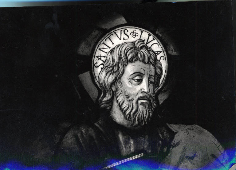 San Luca Evangelista, Santi e apostoli (vetrata) di Bertini, Giuseppe (attribuito) (seconda metà sec. XV)