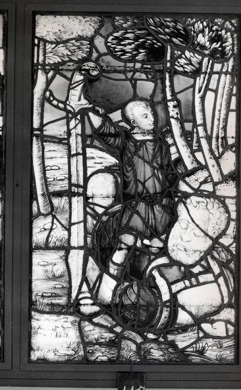 Davide e Golia, David e Golia (vetrata) di Arcimboldi, Biagio (attribuito) - ambito lombardo (inizio sec. XVI)