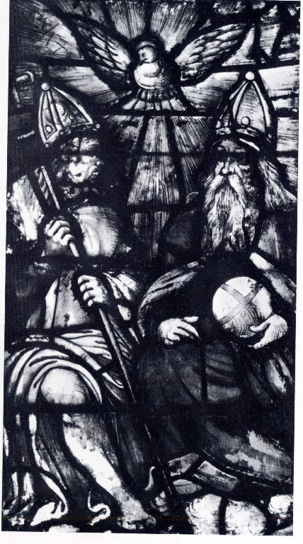 La trinità, Trinità (vetrata) di Maestro lombardo; Corrado de Mocchis da Colonia (attribuito; attribuito) (prima metà sec. XVI)