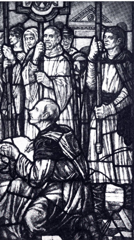 Rappresentanti delle chiesa milanese, Gloria (vetrata) di Zuccaro, Guido (attribuito) (seconda metà sec. XX)