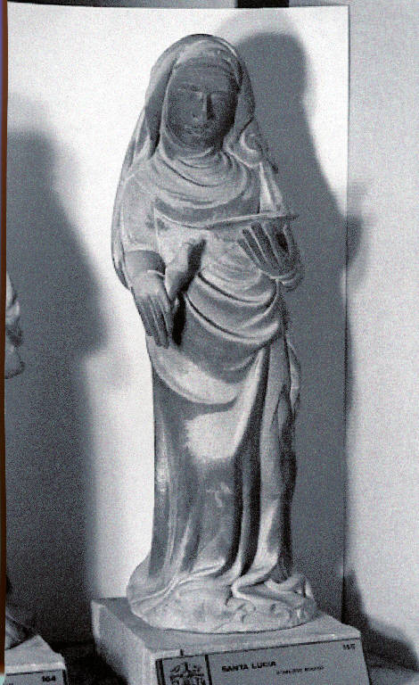 Santa Lucia distribuisce i propri beni ai poveri (scultura) - Ambito dei Maestri Renani (fine/inizio secc. XIV/ XV)
