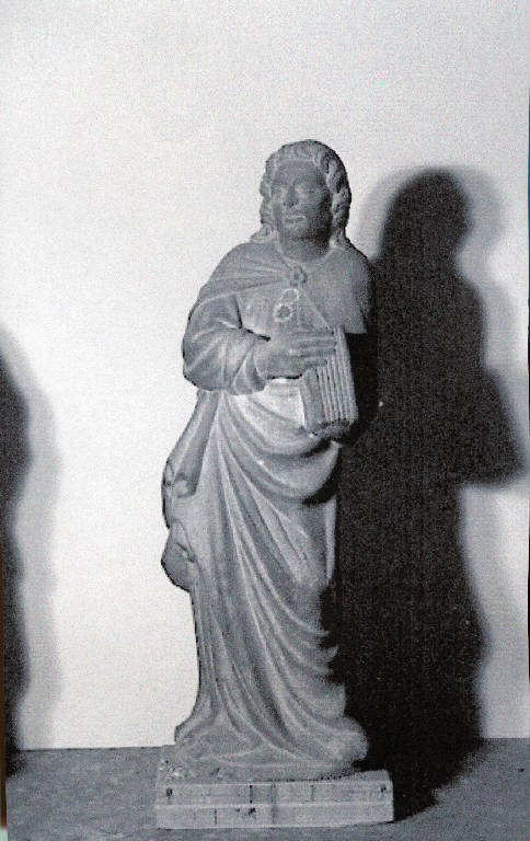 Santo con libro tra le mani (scultura) - ambito dei maestri comacini (inizio sec. XV)