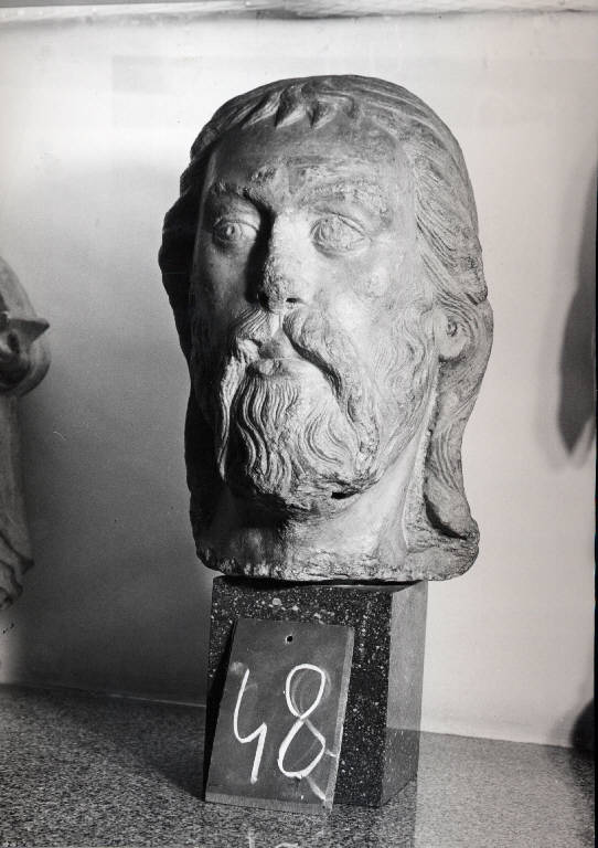 Testa virile (scultura) - ambito dei Parler||ambito dei marmolari di Praga, Colonia e St. Denis (fine sec. XIV)