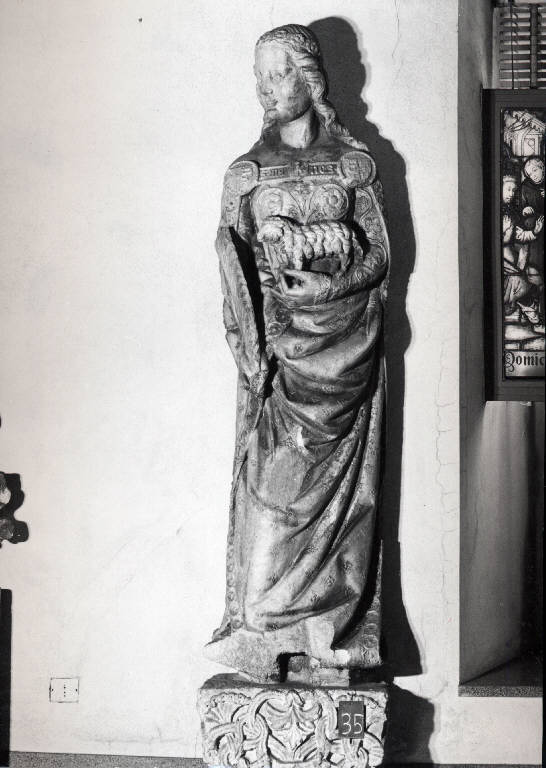 Sant'Agnese con insegne viscontee (scultura) di  (attribuito) (fine sec. XIV)