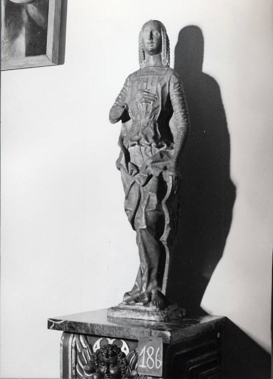 Figura portascudo (scultura) di Mantegazza (maniera) - ambiente lombardo (seconda metà sec. XV)