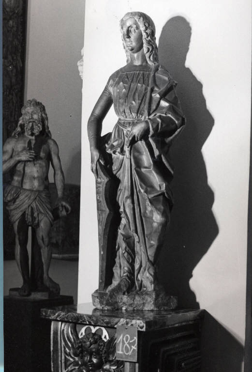Figura portascudo (scultura) di Mantegazza (maniera) - ambito lombardo (seconda metà sec. XV)