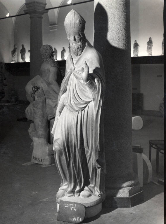 Santo vescovo (scultura) - ambito lombardo (fine sec. XVI)
