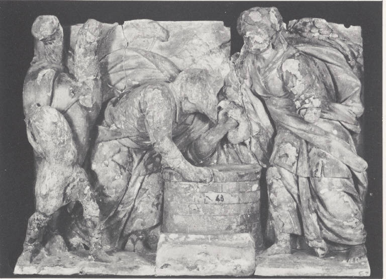 Rebeca al pozzo, Agar e Ismaele nel deserto (scultura) di Lasagna, Giovan Pietro (attribuito) (metà sec. XVII)