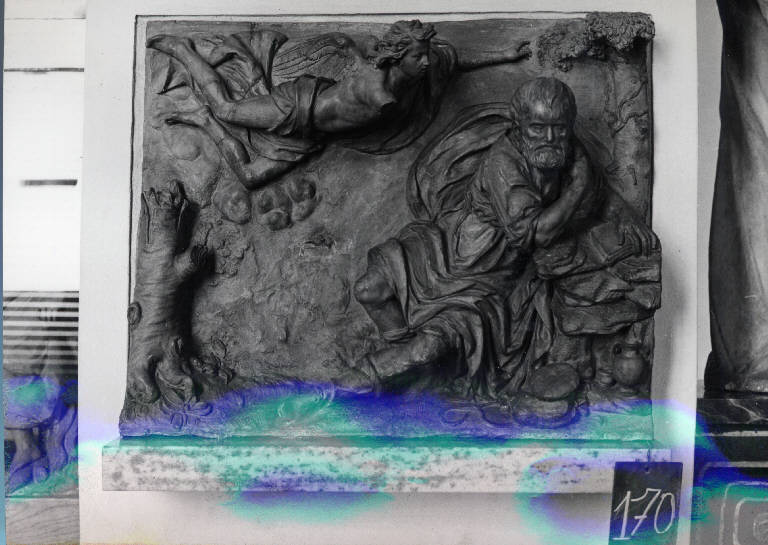 Elia e l'angelo, Elia nel deserto nutrito dall'angelo (scultura) di Bussola, Dionigi (attribuito) (metà sec. XVII)