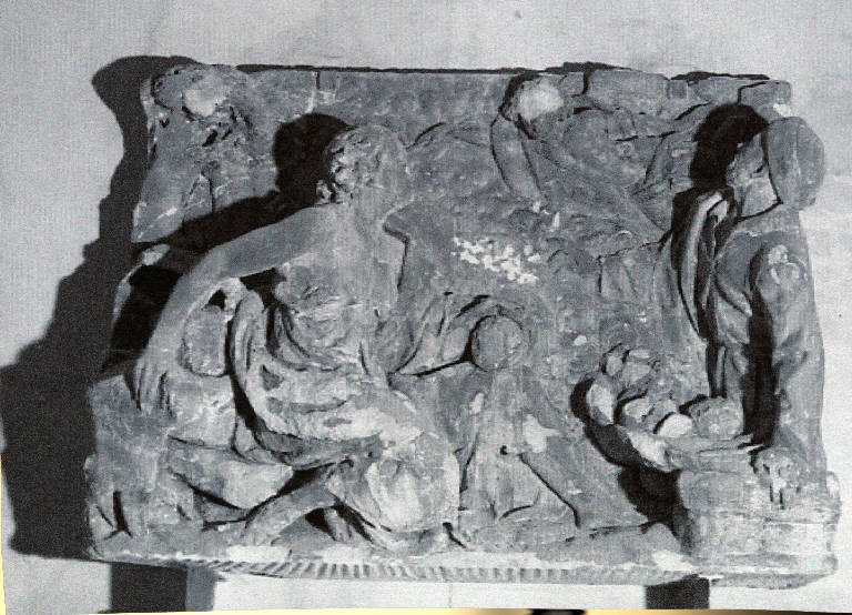 Seconda apparizione dell'angelo alla madre di Sansone (scultura) di Bussola, Dionigi (attribuito) (metà sec. XVII)