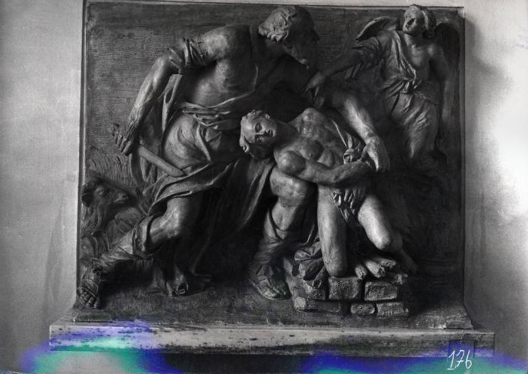 Sacrificio d'Isacco, sacrificio di Isacco (scultura) di Vismara, Giuseppe (attribuito) (metà sec. XVII)