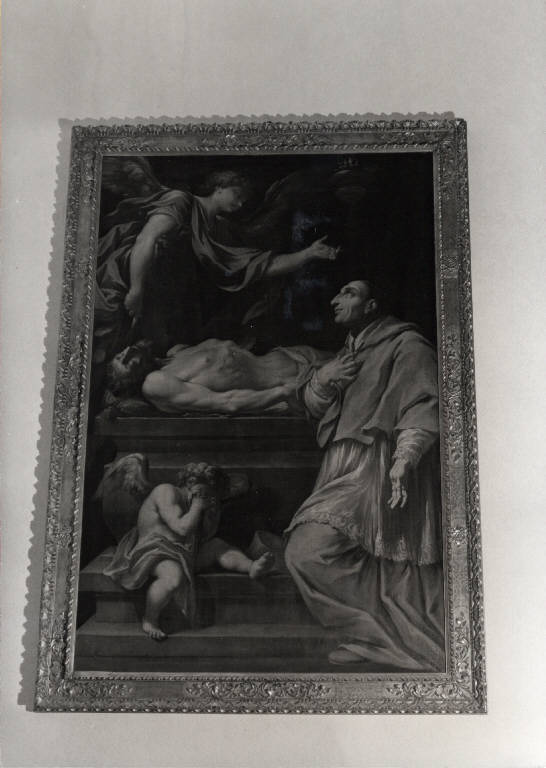 Meditazione di san Carlo sul corpo di Cristo (dipinto) di Lanzani, Andrea (attribuito) (seconda metà sec. XVII)
