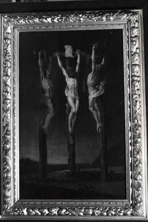 Cristo crocefisso tra i due ladroni (dipinto) - ambito oltremontano (fine sec. XVIII)