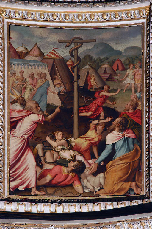 Mosè e il serpente di bronzo (dipinto) di Lolmo, Giovan Paolo (sec. XVI)