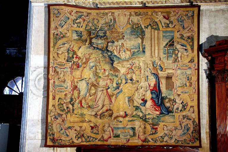 Adorazione dei Re Magi (arazzo) di Allori, Alessandro; Squilli, Benedetto (bottega; e aiuti) (sec. XVI)