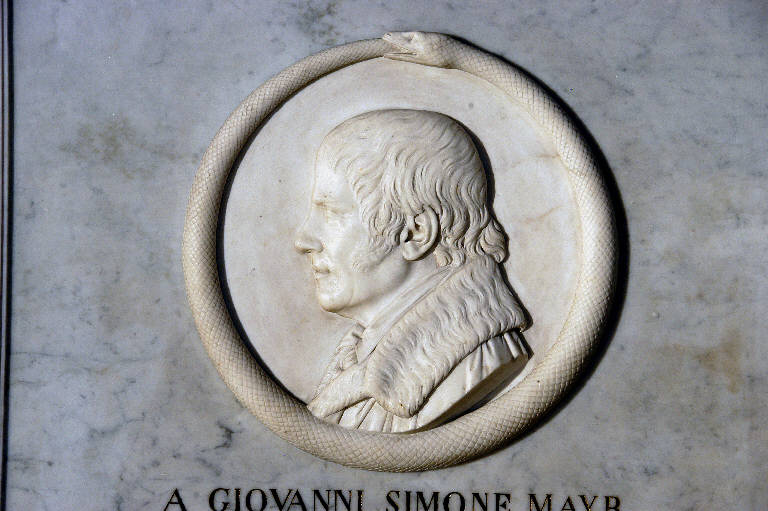 Ritratto di Simone Mayr (rilievo) di Fraccaroli, Innocenzo (sec. XIX)