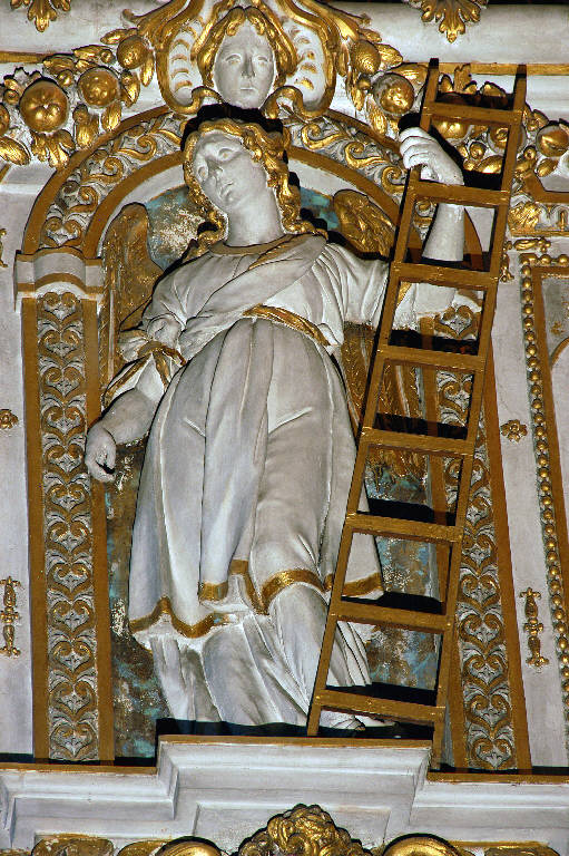 Angelo con simboli della passione: scala (rilievo) di Sala, Giovanni Angelo; Sala, Gerolamo (sec. XVII)