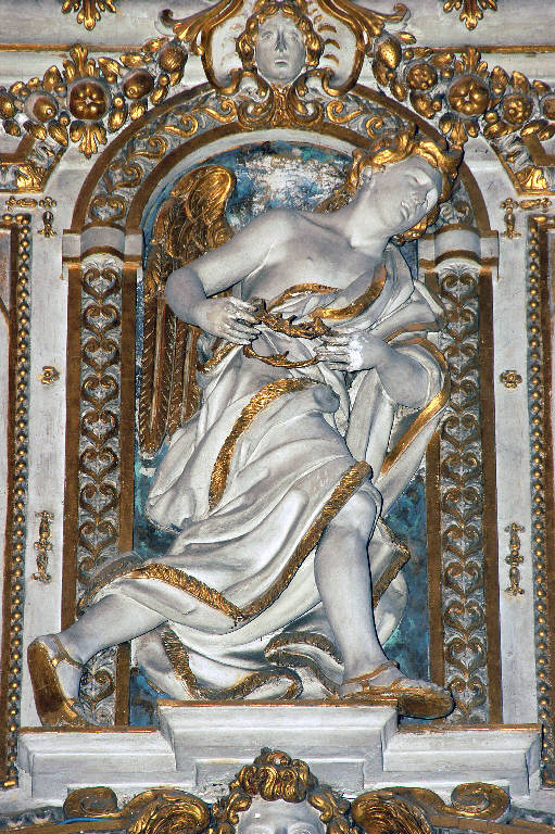Angelo con i simboli della passione: corona di spine (rilievo) di Sala, Giovanni Angelo; Sala, Gerolamo (sec. XVII)