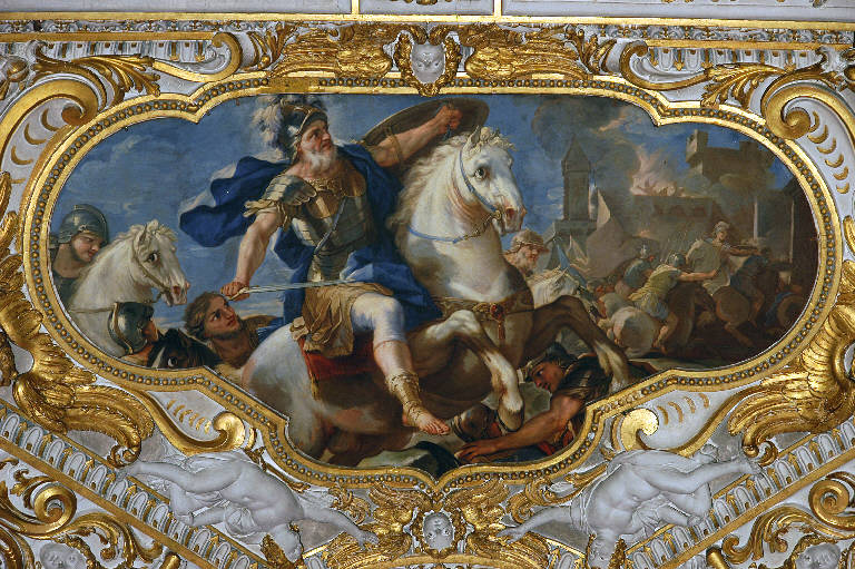 Giosuè alza lo scudo contro la città di Gerico (dipinto) di Malinconico, Nicolò (sec. XVII)