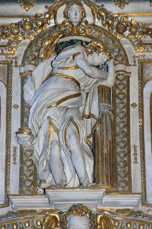 Angelo con i simboli della passione: colonna della flagellazione (rilievo) di Sala, Giovanni Angelo; Sala, Gerolamo (sec. XVII)