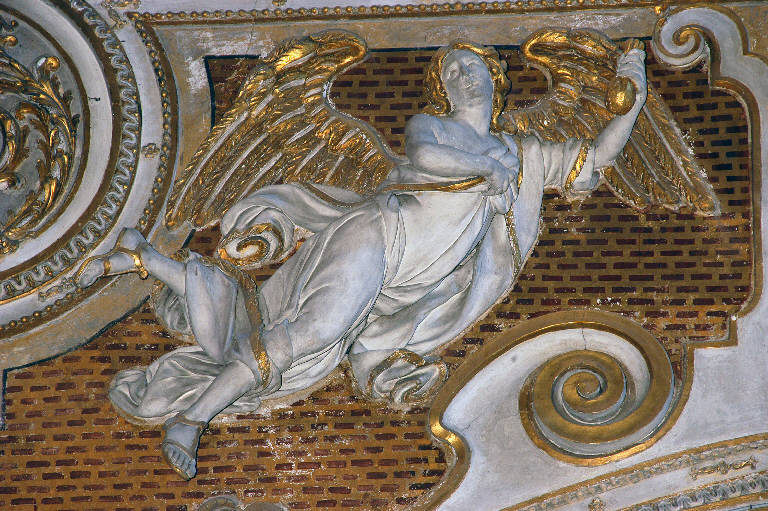 Angelo con i simboli della passione: borsa dei denari (rilievo) di Sala, Giovanni Angelo; Sala, Gerolamo (sec. XVII)