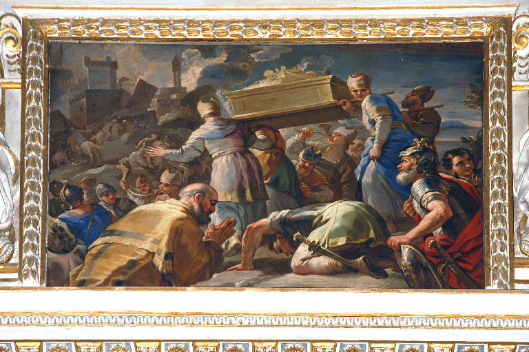 Trasporto dell'arca dell'Alleanza intorno alle mura di Gerico (dipinto) di Malinconico, Nicolò (sec. XVII)