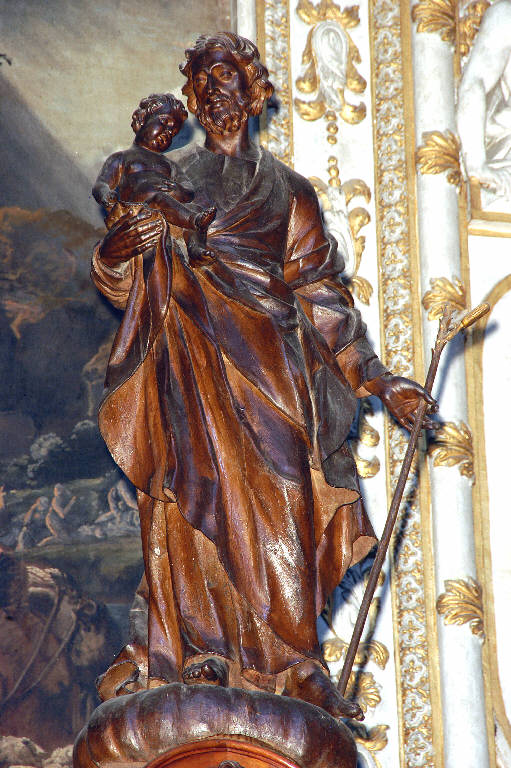 San Giuseppe e Gesù Bambino (statua) di Sanz, Giovanni Antonio (sec. XVIII)