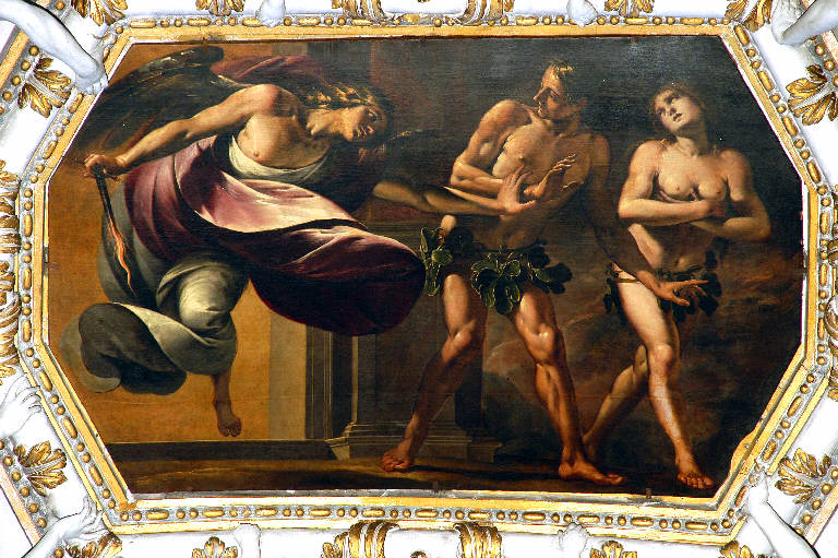 Cacciata di Adamo ed Eva dal paradiso terrestre (dipinto) di Recchi, Giovan Paolo (sec. XVII)