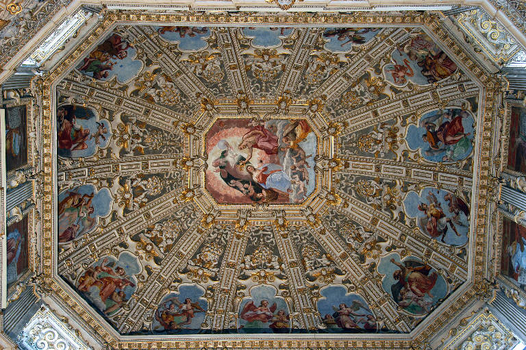 Incoronazione di Maria Vergine, Angeli musicanti (decorazione pittorica) di Cavagna, Giovan Paolo (sec. XVI)