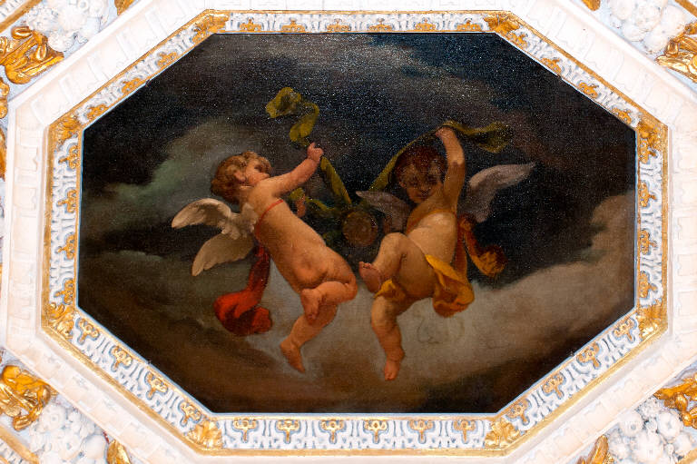 Angioletti reggenti un drappo (dipinto) di Maironi, Angelo (sec. XX)