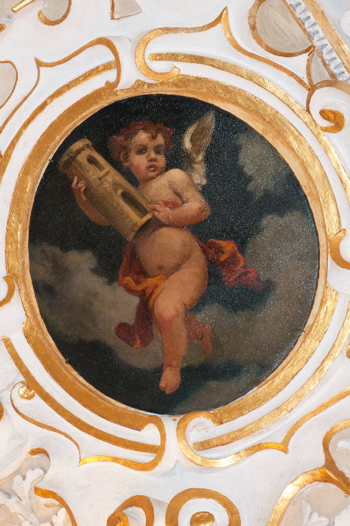 Angioletto con torre (dipinto) di Maironi, Angelo (sec. XX)